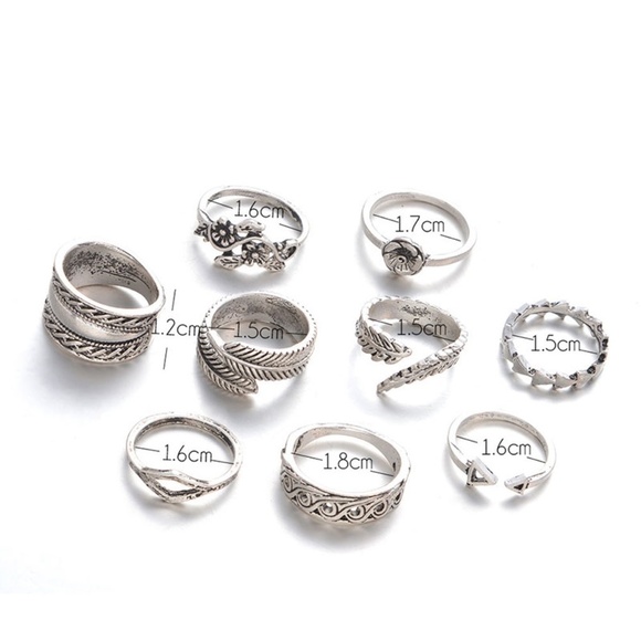 **PEPPA* 9-Pc Anti-Silver Style Fashion Ring Set - Picture 7 of 7